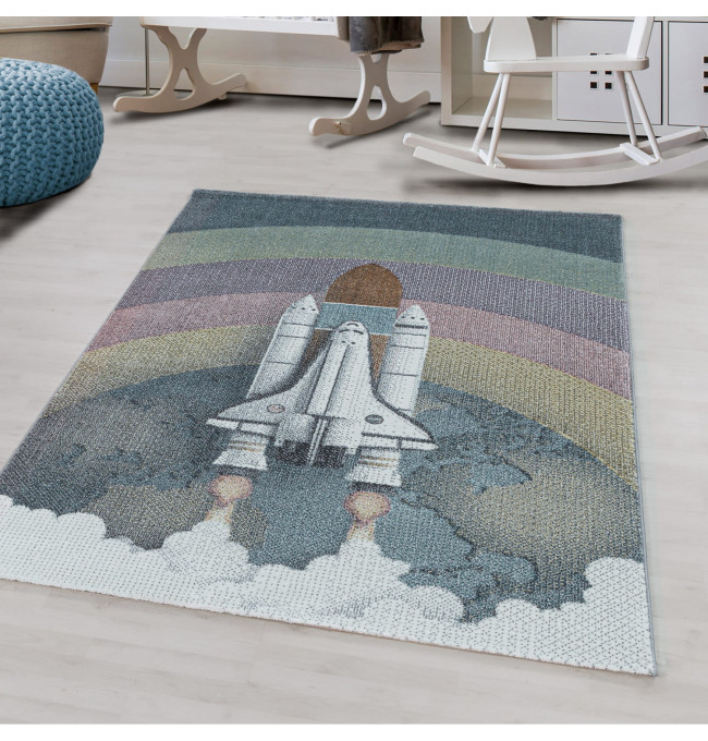 Detský koberec Funny vesmírna raketa, viacfarebný 