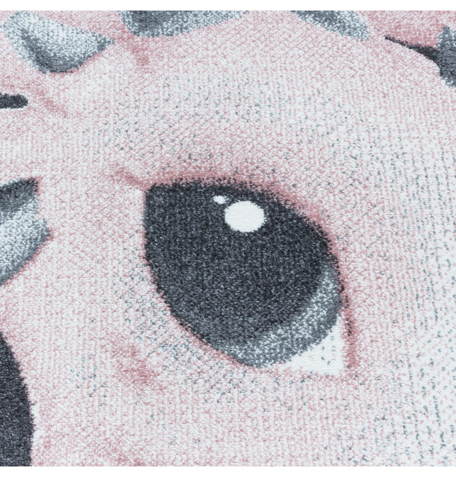 Detský koberec Funny drak, ružový / sivý kruh