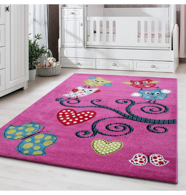Detský koberec KIDS Sovičky lila