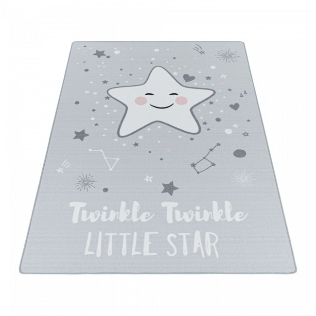 Dětský protiskluzový koberec Play hvězda šedá