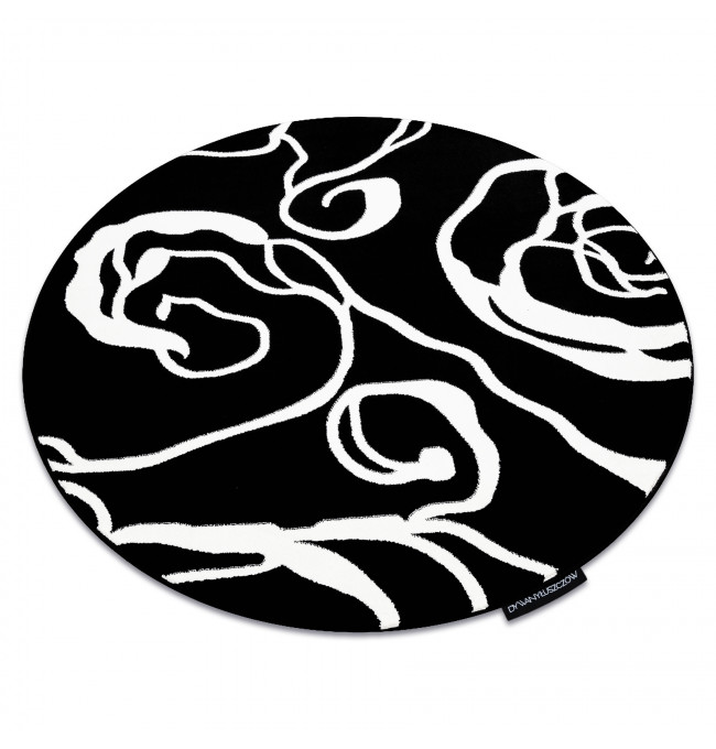 Koberec kruh HAMPTON Ruža kvety čierny