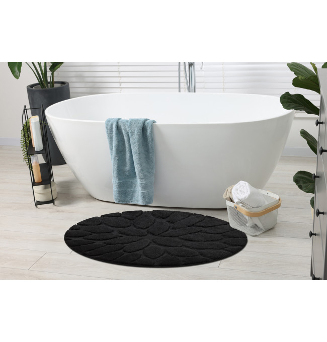 Koupelnový kobereček SUPREME STONES kamínky, černý kruh