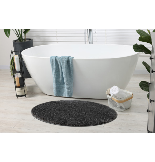 Kúpeľňový koberček SYNERGY glamour / lurex, sivý kruh