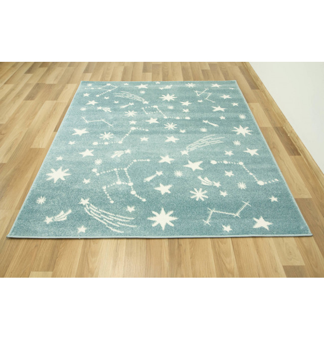 Dětský koberec 9572A Hvězdy modrý / krémový