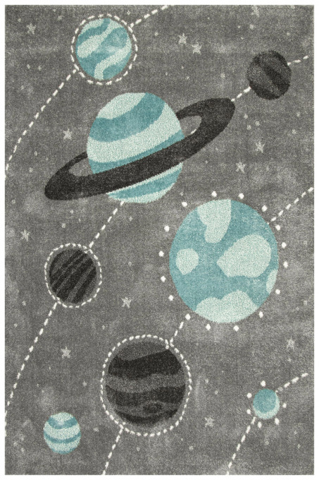 Dětský koberec Lima F495A planety, šedý / modrý