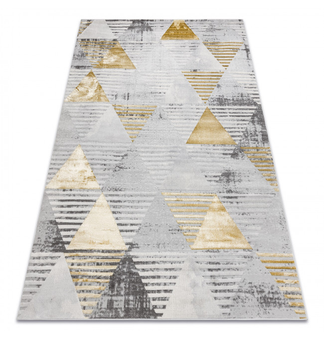 Koberec LIRA E1627 Trojuholníky geometrický, štrukturálny, glamour - sivý / zlatý