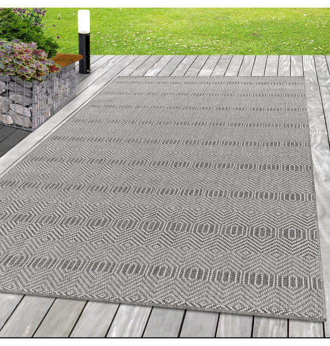 Šňůrkový koberec Aruba geometrie, šedý