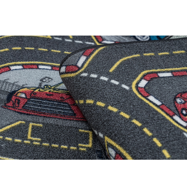 Detský koberec REBEL ROADS Racers 97 Ulice, autá, protišmykový - sivý