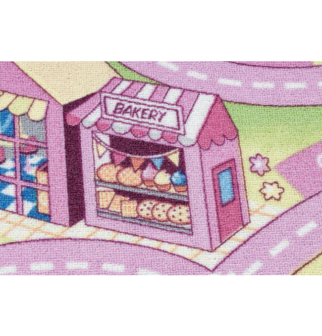 Detský koberec REBEL ROADS Sweet town 26 Cukrovinky, protišmykový - ružový / zelený