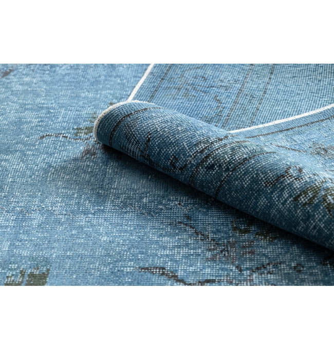 Ručne tkaný vlnený koberec Vintage 10297 rám / ornament, modrý