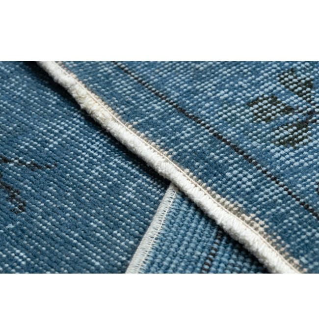 Ručne tkaný vlnený koberec Vintage 10297 rám / ornament, modrý