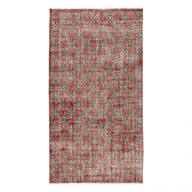Ručně tkaný vlněný koberec Vintage 10399 listí, červený / zelený