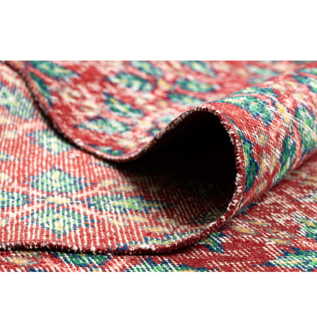 Ručne tkaný vlnený koberec Vintage 10399 lístie, červený / zelený