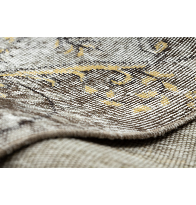 Ručně tkaný vlněný koberec Vintage 10432 rám / ornament, béžový / žlutý