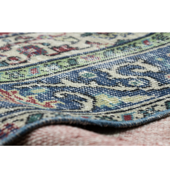Ručne tkaný vlnený koberec Vintage 10525 ornament / kvety, červený / modrý