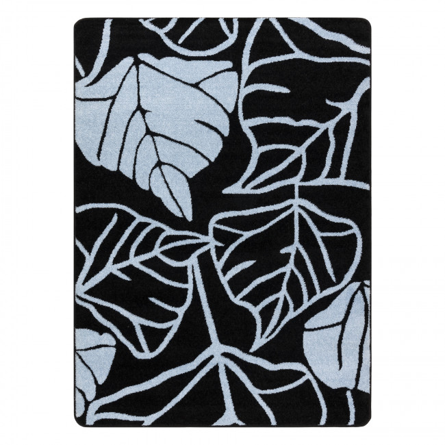 Koberec YOUNGG 1592 listí, černý / modrý