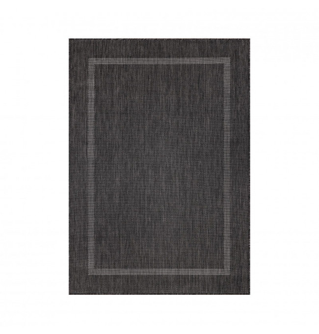 Šňůrkový koberec Relax ramka černý, kruh