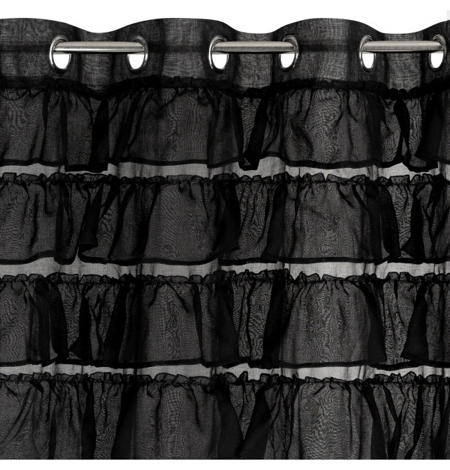 Hotová záclona AURA čierna - na priechodkách
