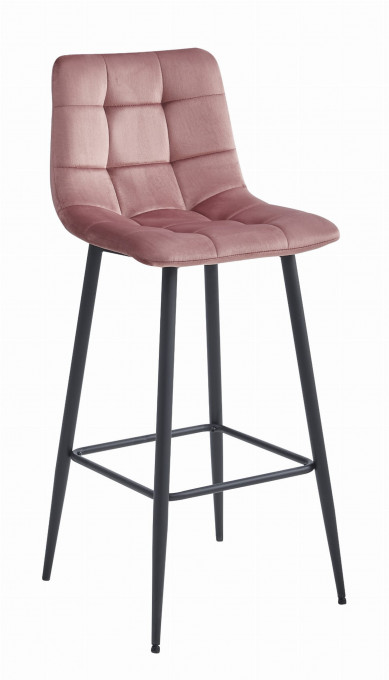 Barová židle ARCETO sametová růžová (černé nohy)