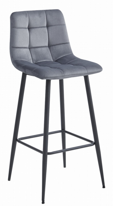 Set tří barových židlí ARCETO sametové tmavě šedé (černé nohy) 3 ks