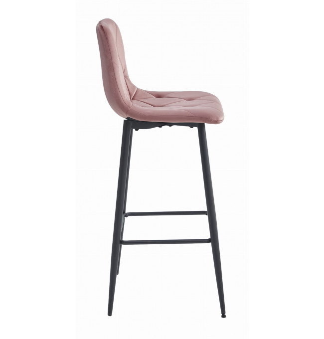Barová stolička NADO zamatová ružová (čierne nohy)