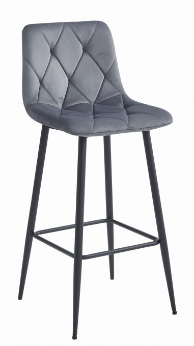 Set tří barových židlí NADO sametové tmavě šedé (černé nohy) 3 ks