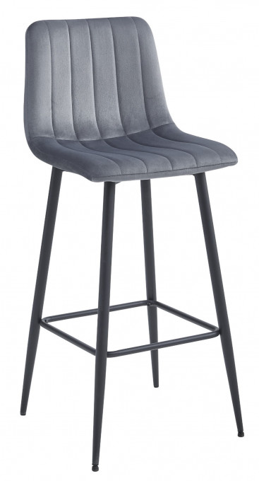 Barová židle POZZA sametová tmavě šedá (černé nohy)