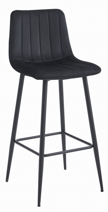 Set čtyř barových židlí POZZA sametové černé (černé nohy) 4 ks