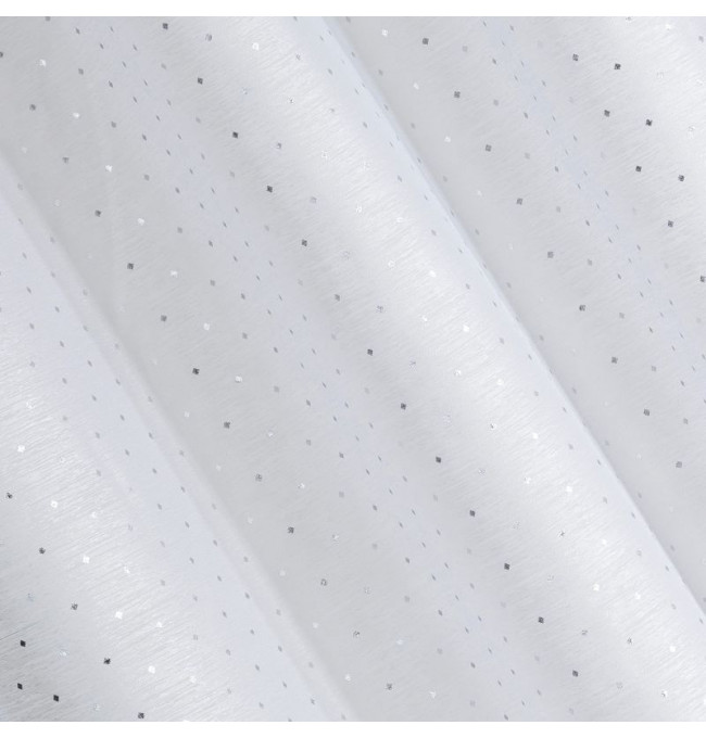 Hotová záclona SIBEL biela / strieborná - na priechodkách 