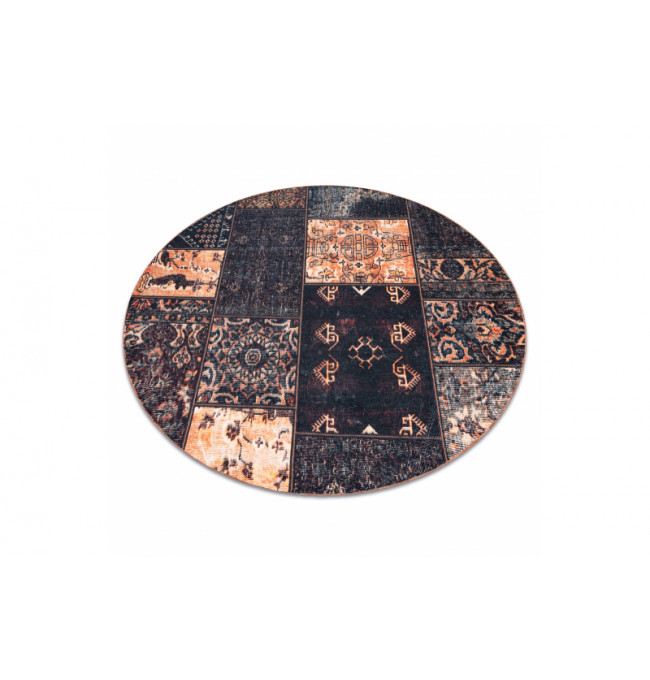 Koberec ANTIKA Ancient Chocolate patchwork čierny / terakota