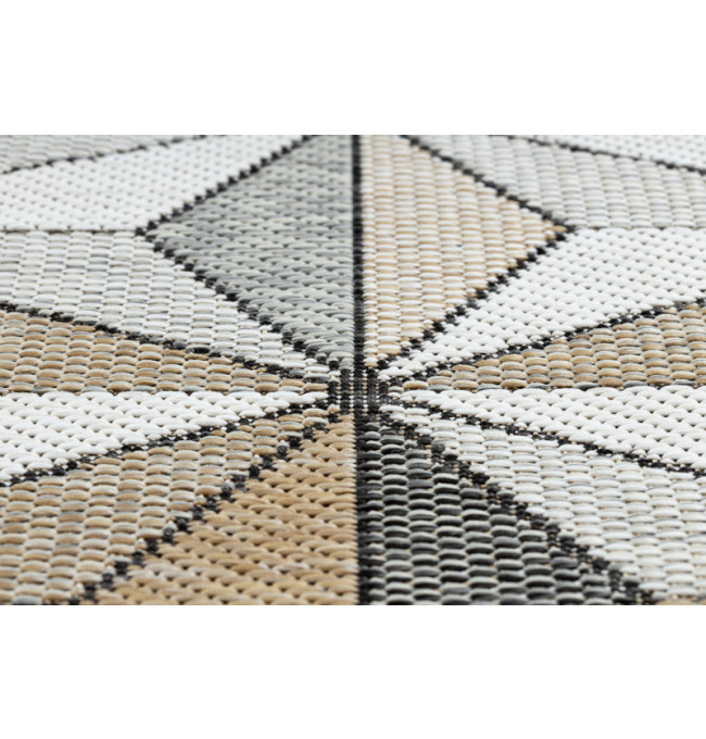 Koberec / behúň šnúrkový SIZAL COOPER Mozaika, Trojuholníky 22222 ecru / čierny