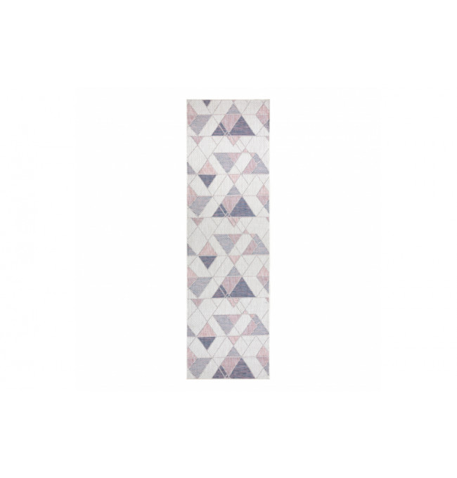 Koberec / behúň šnúrkový SIZAL SION Geometrický, Trojuholníky 3006 ploské tkanie biely / ružový