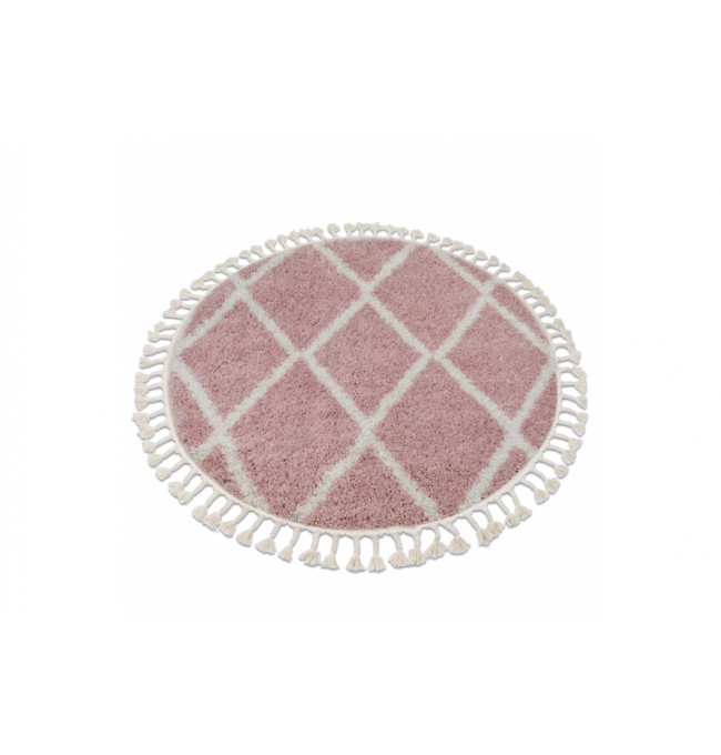 Koberec BERBER TROIK A0010 kruh růžový / bílý Fredzle berber marokánský