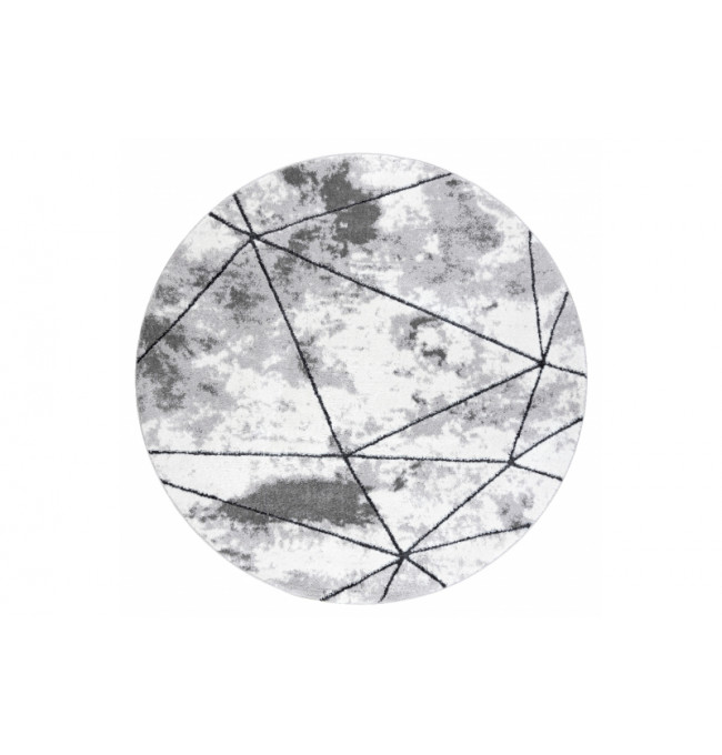 Koberec COZY Polygons kruh, geometrický - sivý
