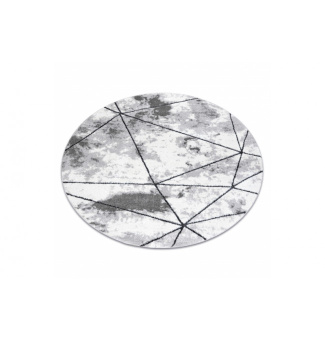 Koberec COZY Polygons kruh, geometrický - šedý