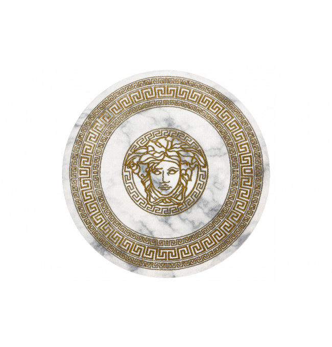 Koberec EMERALD exkluzivní 1011 kruh glamour, medúza řecký ramka krémový / zlatý