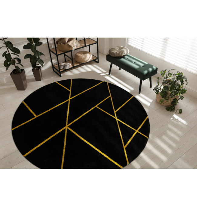 Koberec EMERALD exkluzívny 1012 kruh - glamour, marmur, geometrický čierny/zlatý