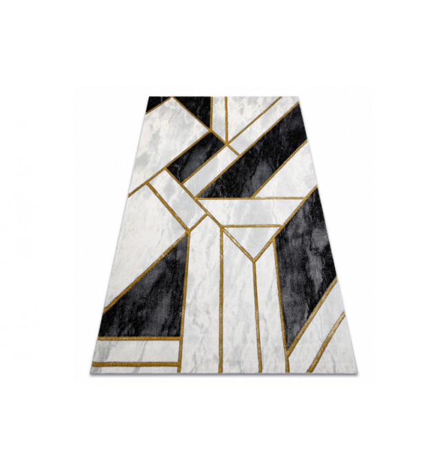 Koberec EMERALD exkluzivní 1015 glamour, styl marmur, geometrický černý/zlatý