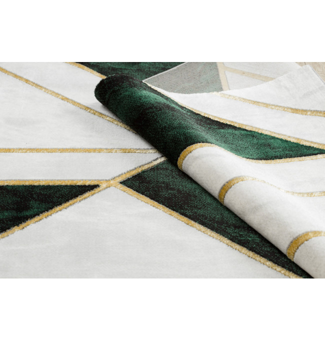 Koberec EMERALD exkluzívny 1015 glamour, styl marmur, geometrický fľaškovo zelený / zlatý