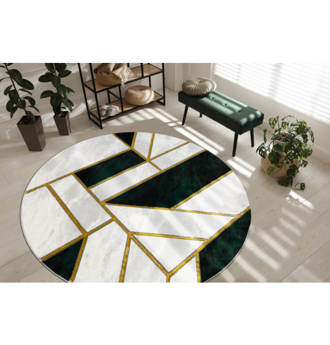 Koberec EMERALD exkluzivní 1015 kruh - glamour, marmur, geometrický zelený/zlatý