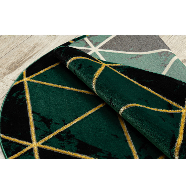 Koberec EMERALD exkluzivní 1020 kruh - glamour, marmur, trojúhelníky zelený/zlatý