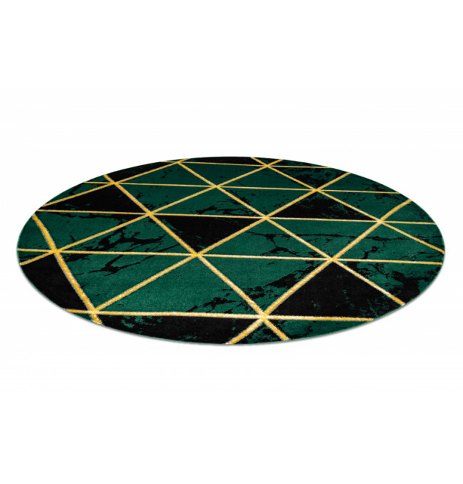 Koberec EMERALD exkluzívny 1020 kruh - glamour, marmur, trojuholníky zelený/zlatý