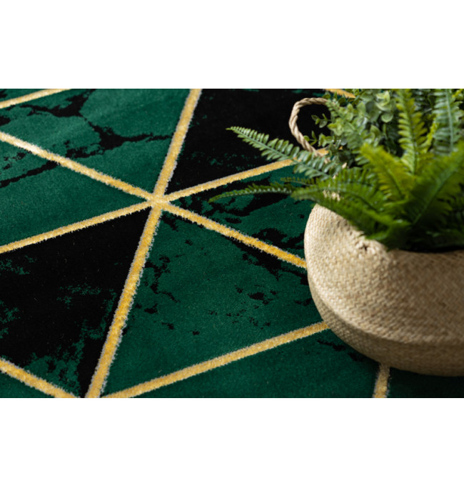 Koberec EMERALD exkluzivní 1020 kruh - glamour, marmur, trojúhelníky zelený/zlatý