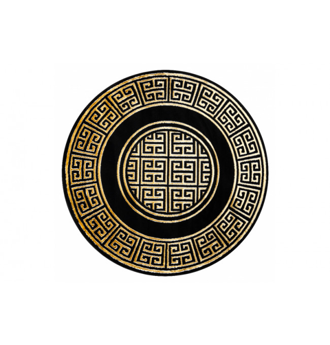 Koberec GLOSS kruh 6776 86 ramka, řecký klíč - černý / zlatý