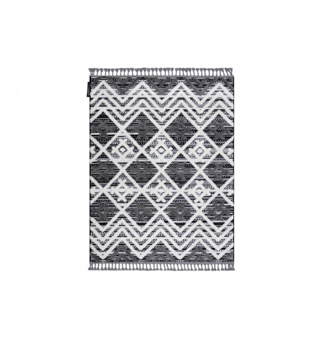 Koberec MAROC P642 Romby zygzag marokánsky shaggy sivý / biely