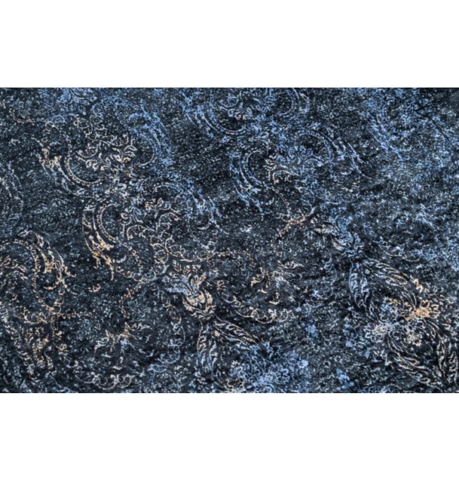 Koberec protišmykový ANDRE 1058 Ornament, vintage - čierny / modrý