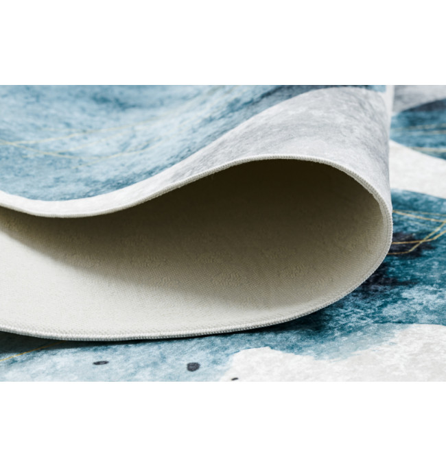 Koberec protišmykový ANDRE 1112 Abstrakcia - biely / modrý