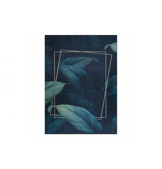 Koberec protiskluzový ANDRE 1170 Listí, geometrický - modrý
