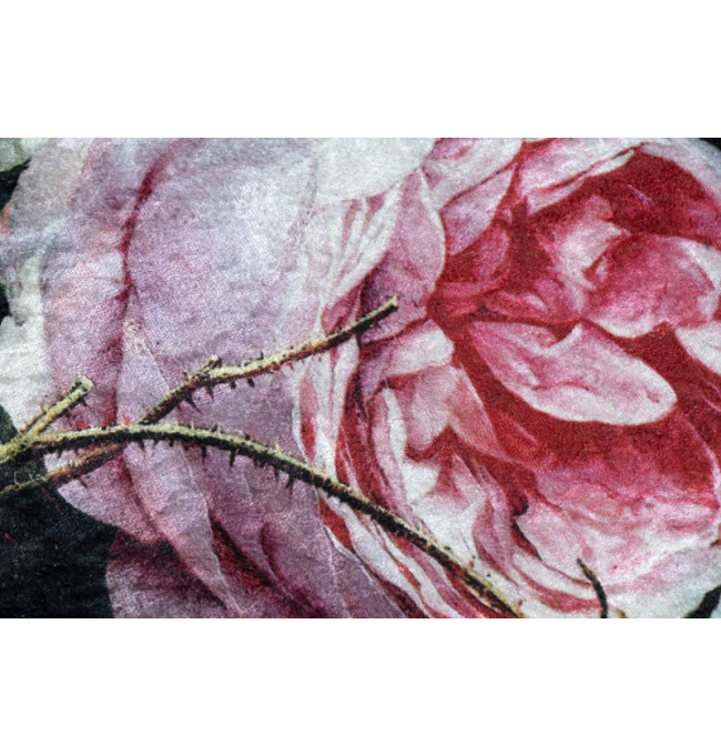 Koberec protiskluzový ANDRE 1629 Květiny - černý / růžový