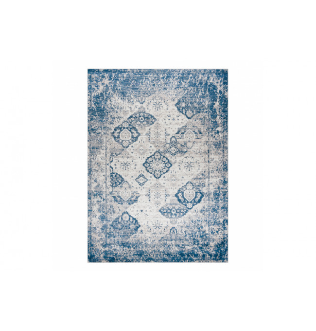 Koberec protiskluzový ANDRE 1819C Rozeta, vintage - béžový / modrý